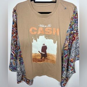 Cash Graphic Tan Boho Shirt
